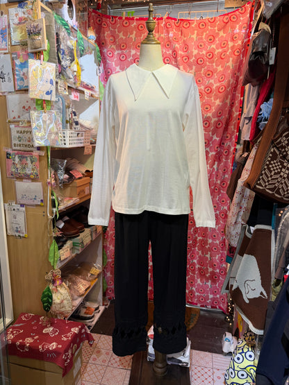 Mizuiro ind White Long Collar T-shirt, made in Japan