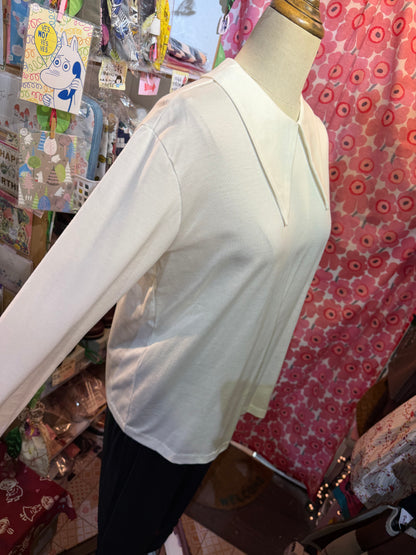 Mizuiro ind White Long Collar T-shirt, made in Japan