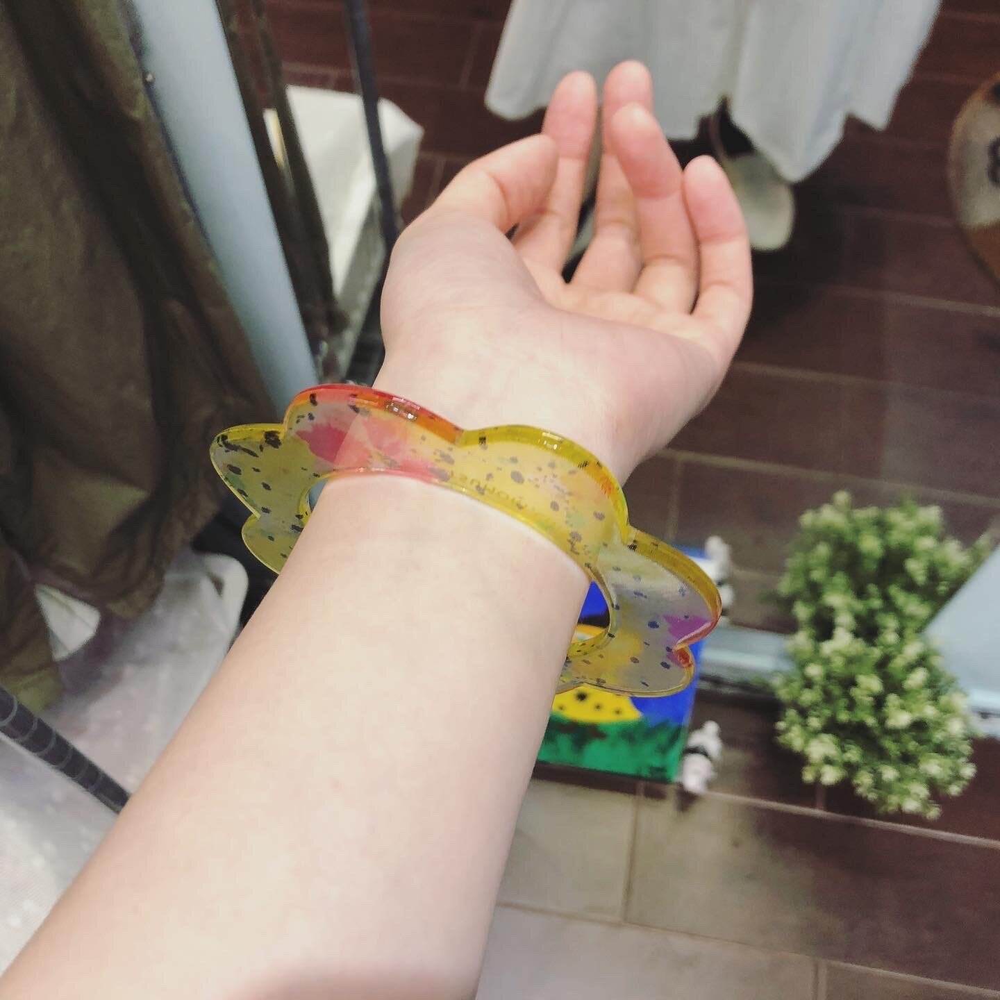$99 only- Tsumori Chisato Floral Bracelets, Yellow and Blue, made in Japan