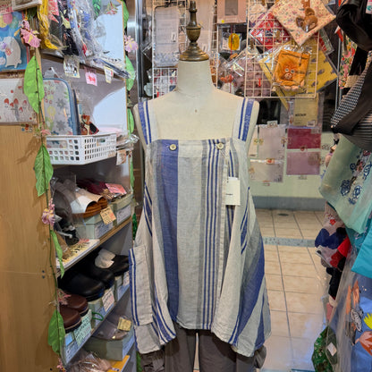 Tumugu Cotton Linen Striped 2Way Vest Top, made in Japan