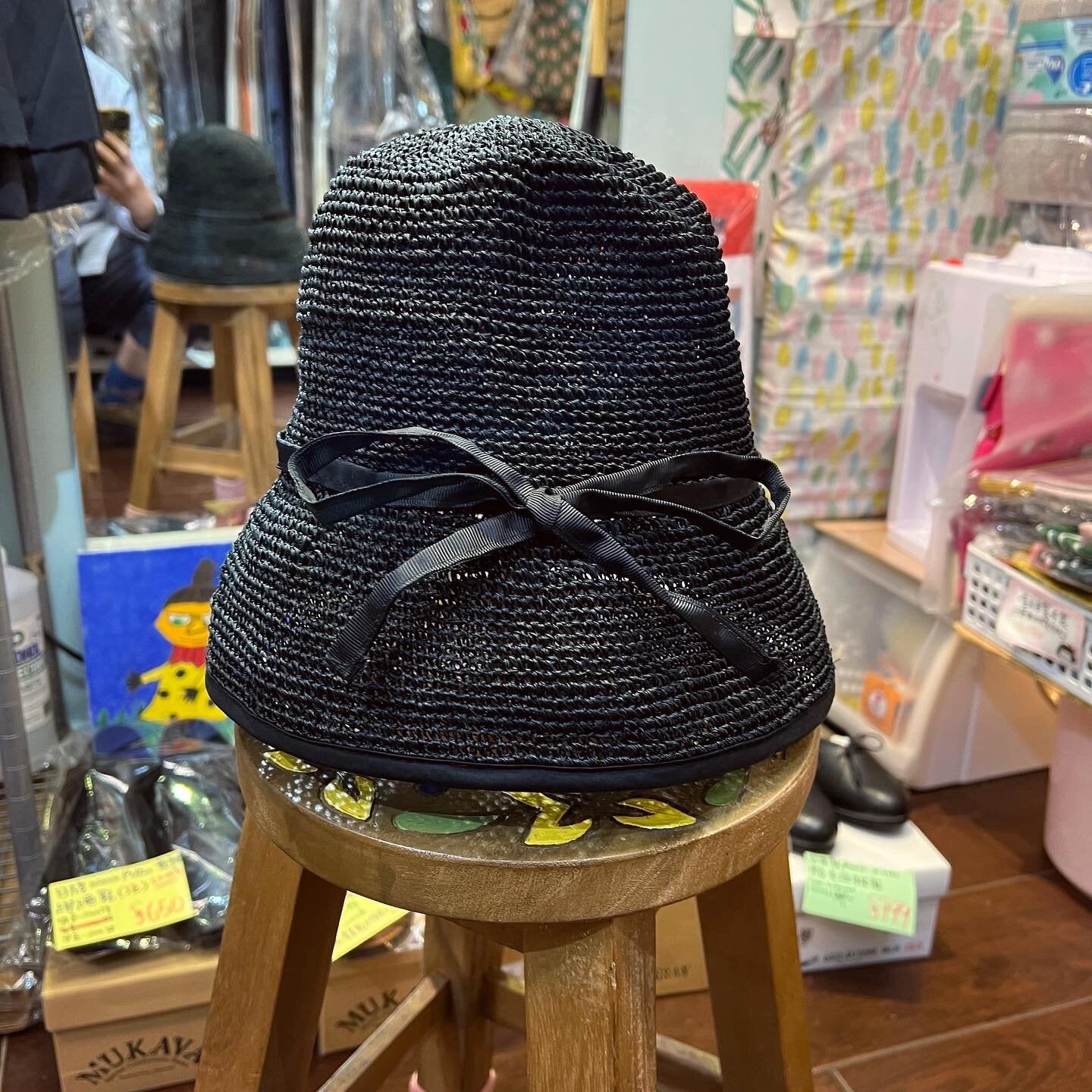 Sale- Anjou Chouette Straw Black Hat, made in Philippines