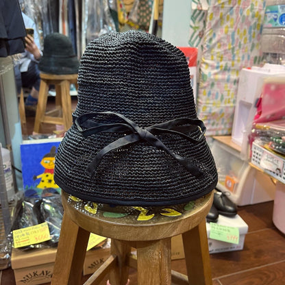 Sale- Anjou Chouette Straw Black Hat, made in Philippines