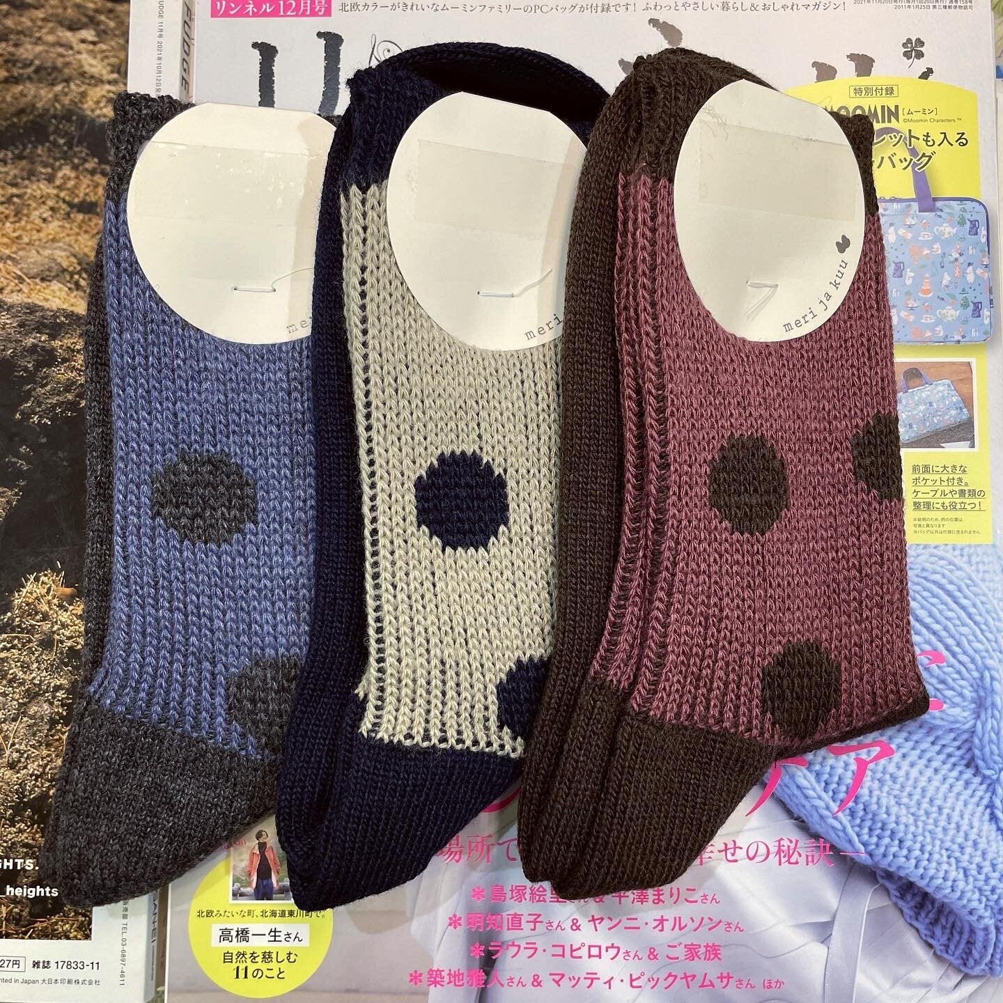 $99 only- Meri ja kuu Polka Wool Socks, 3 Colors, made in Japan