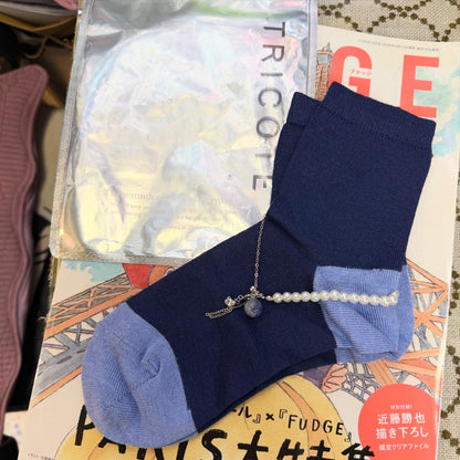 Tricote Blue Socks with Anklet, made n Japan