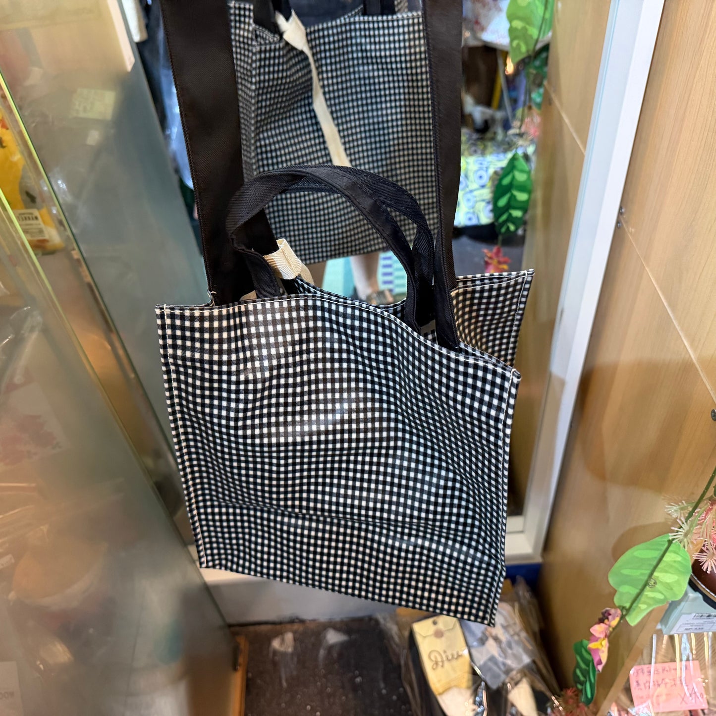 Anvocoeur Black Checked Oktogon PVC 2Way Bag, Waterproof, made in Japan