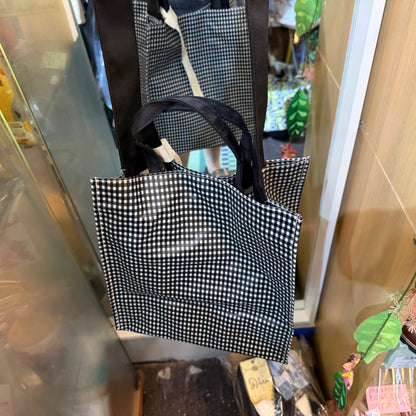 Anvocoeur Black Checked Oktogon PVC 2Way Bag, Waterproof, made in Japan