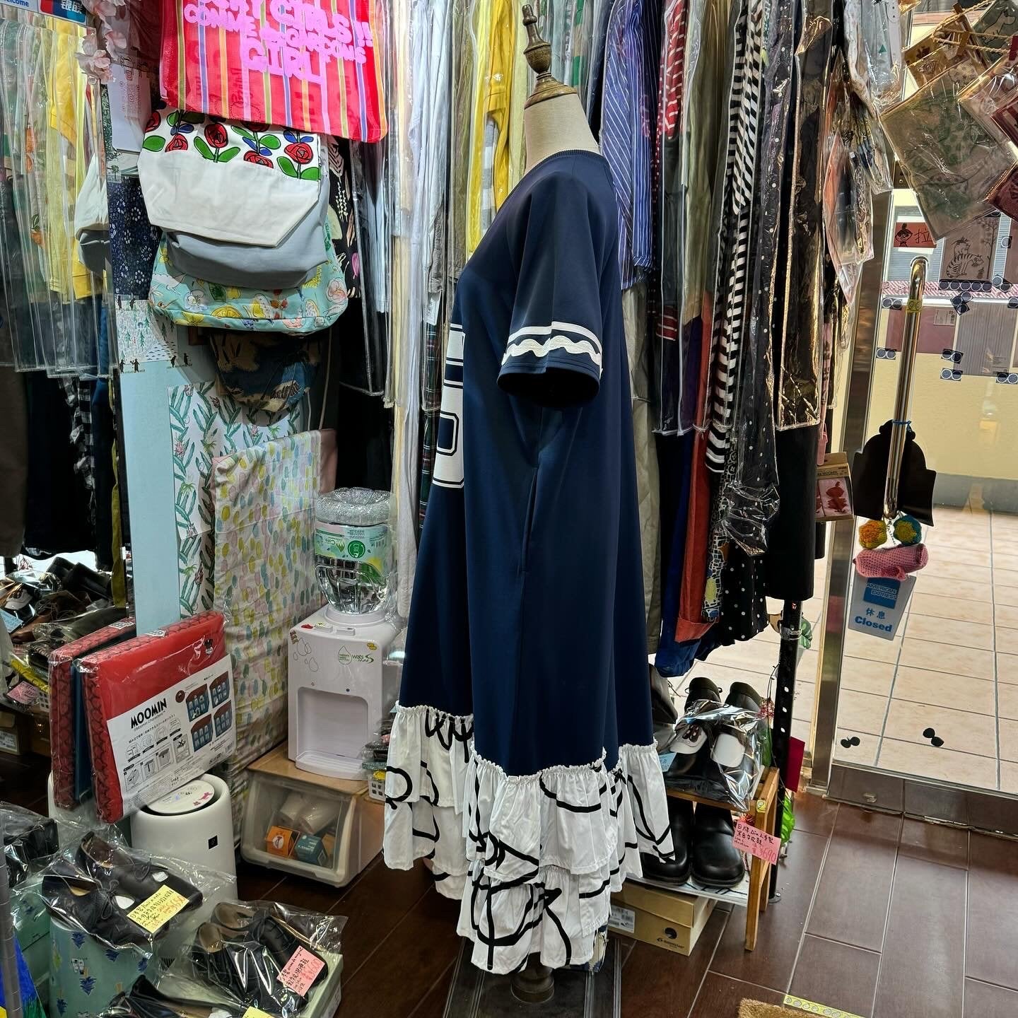 Frankygrow Navy Ruffles Dress, made in Japan