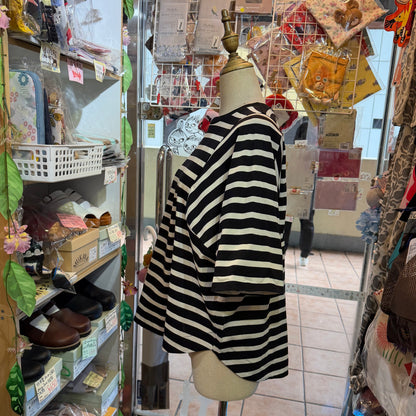 Munich Black Striped Blouse, made in Japan
