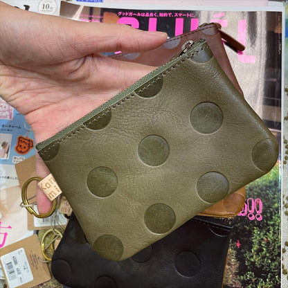 Kanmi Polka Leather Pouch, 6 Colors, made in Japan