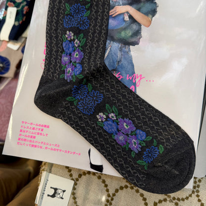 Ande Floral Socks, 2 Colors, made in Japan