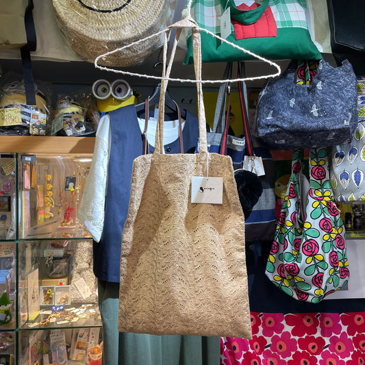 Sale- Spologum Beige Lace Tote Bag, made in Japan