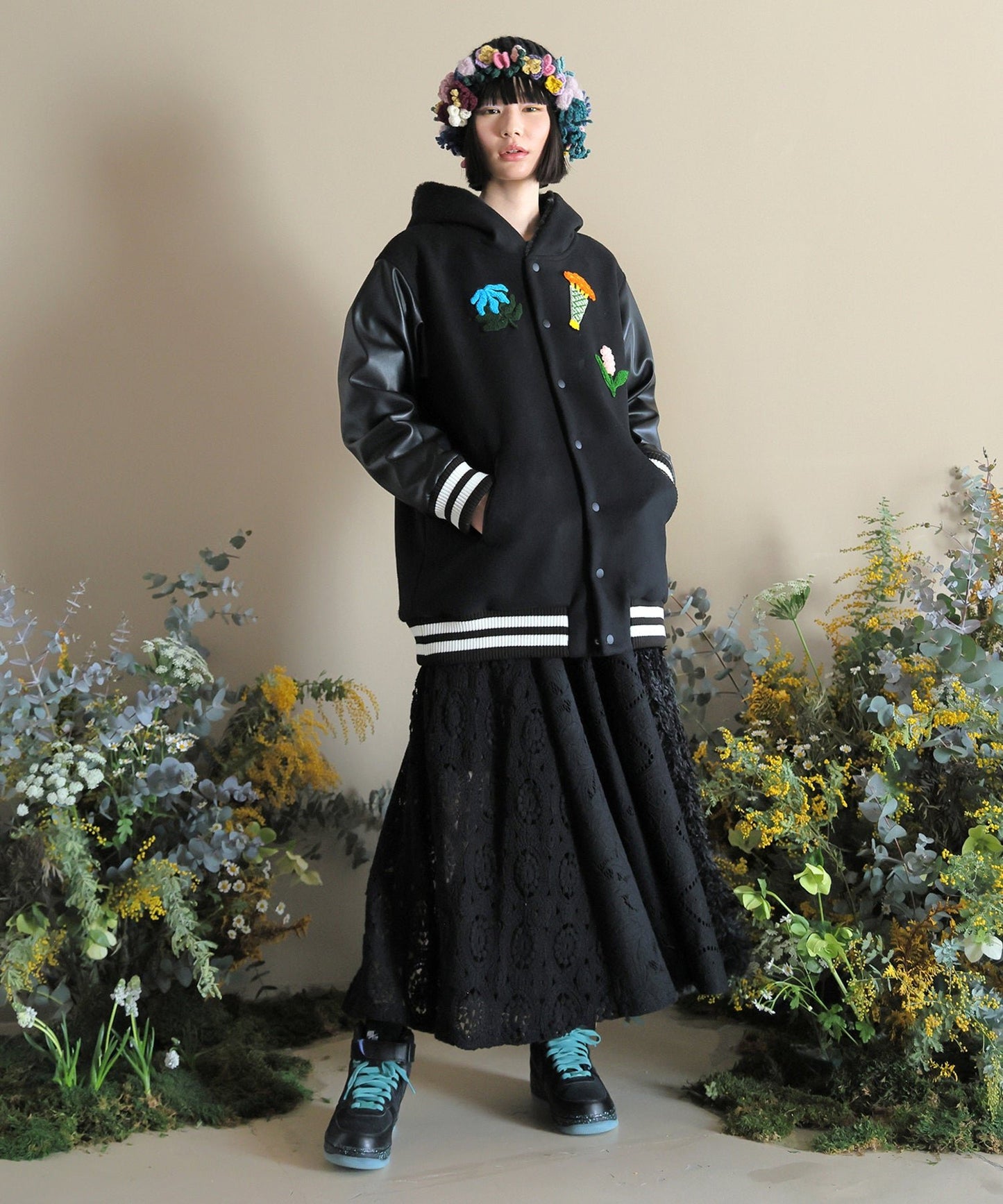 Sale- bedsidedrama 冬に咲く花 Flower Sailor Stadium Jacket, Size 2, made in Japan