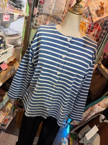 Ichi Antiquites Indigo Striped 2WAY Jacket, Top, made in Japan