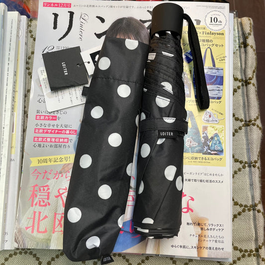 Sale- Ichi ~ Loiter Polka Black Umbrella