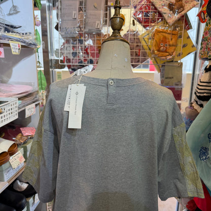 Cotton … Patchworks Grey T-shirt, made in Japan