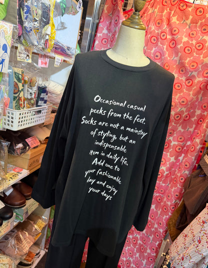 (G) Black Long T-shirt, made in Japan