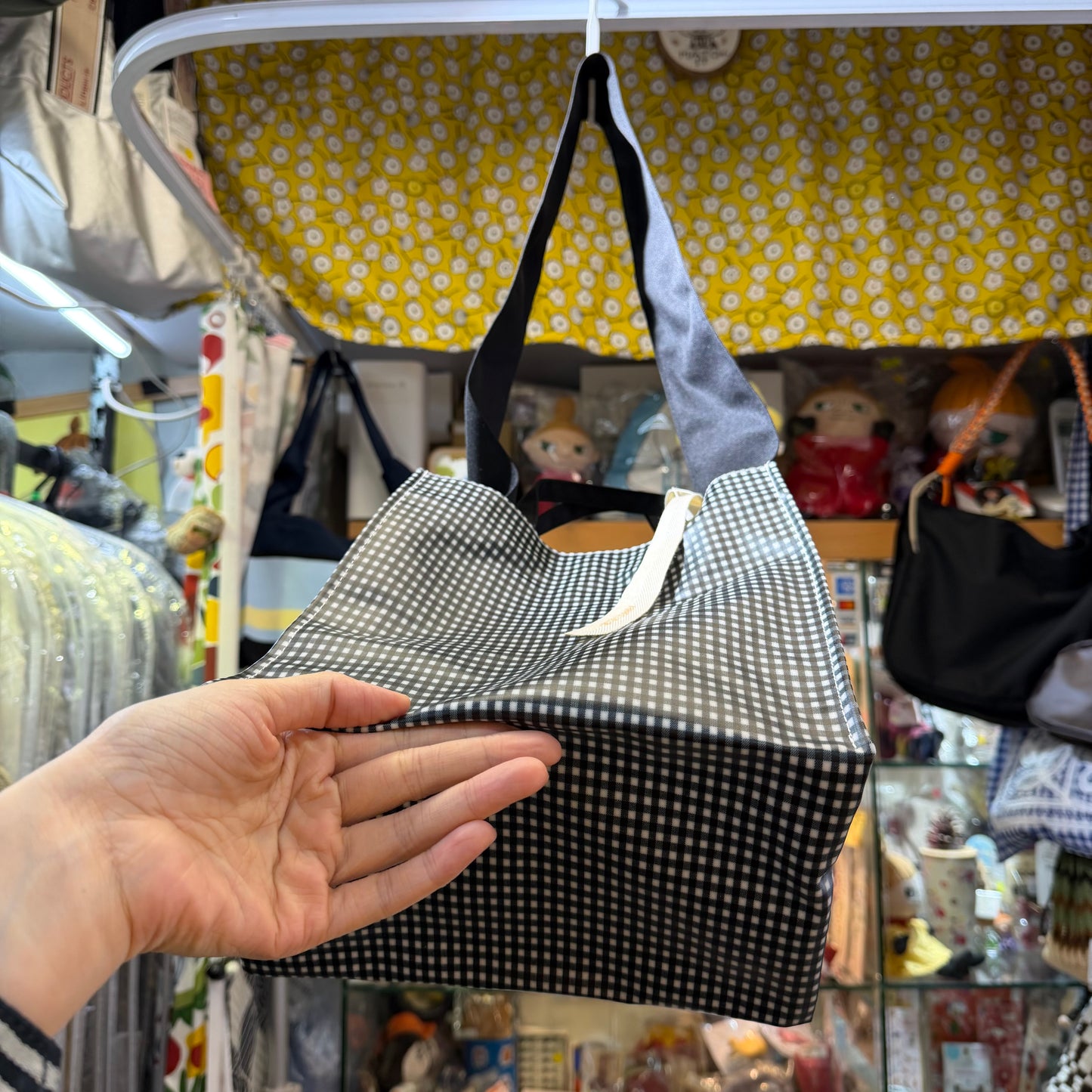 Anvocoeur Black Checked Oktogon PVC 2Way Bag, Waterproof, made in Japan