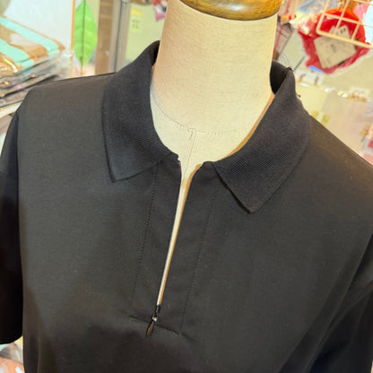 Mizuiro Ind Black Polo Shirt, made in Japan