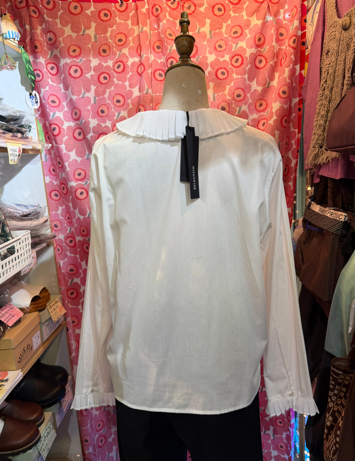Mizuiro Ind Frill Collar Shirt, 2 Colors, made in Japan