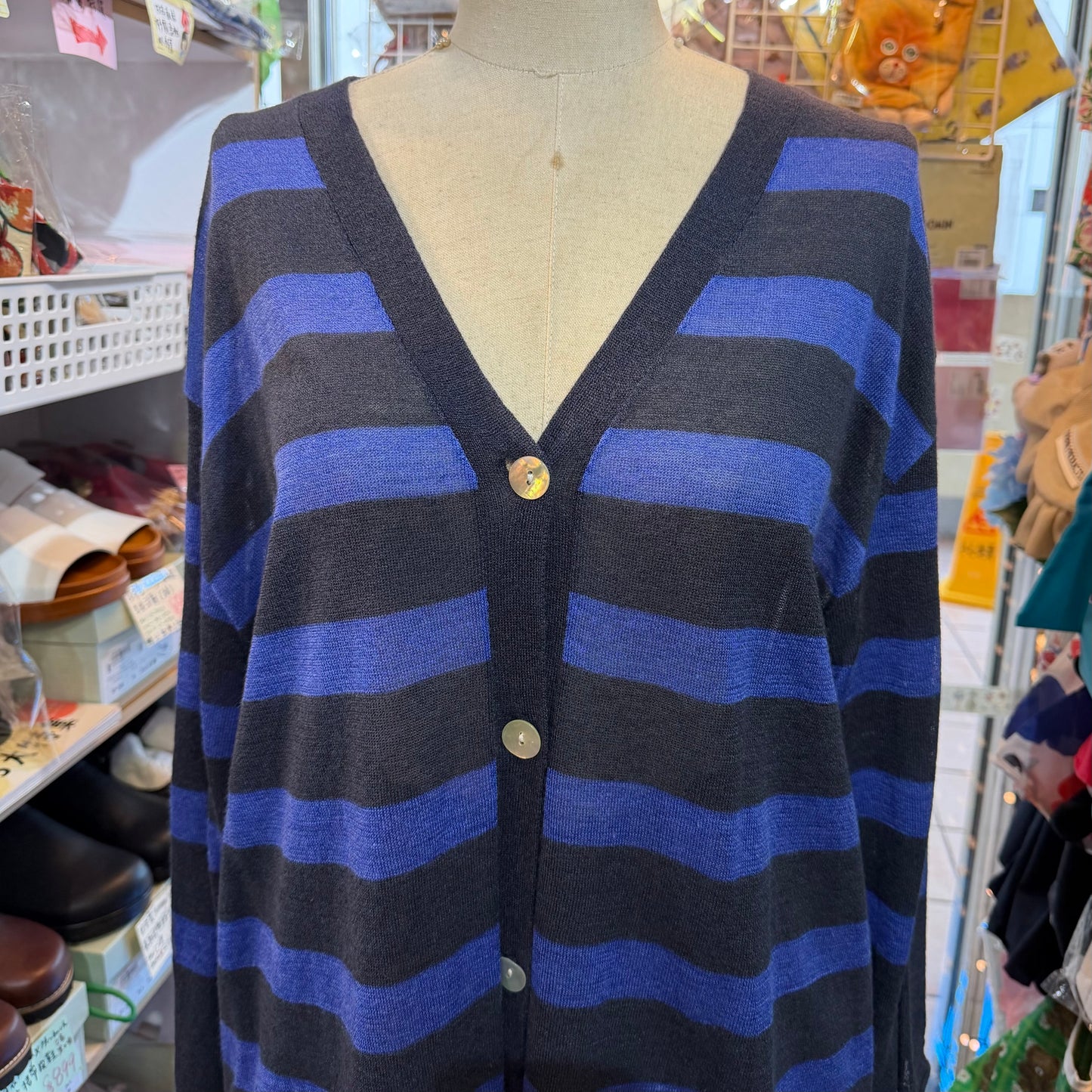 Ichi Linen-Blend Sheer Striped Cardigan, 2 Colors