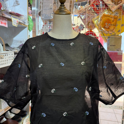 Doux bleu Embroidery Blouse, 2 Colors, made in India