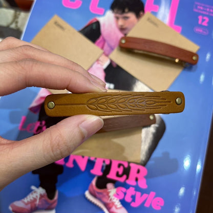 Kanmi Leather Hair Clips, 3 Colors, made in Japan