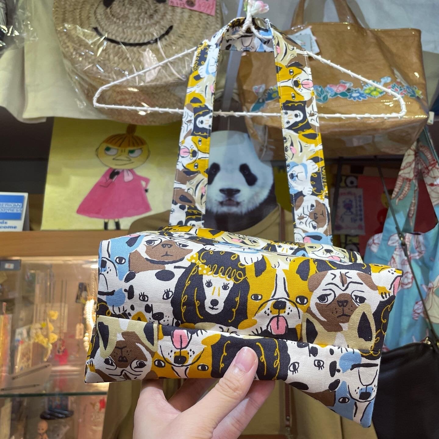 Handmade Dogs Prints Bag, fabric from Japan