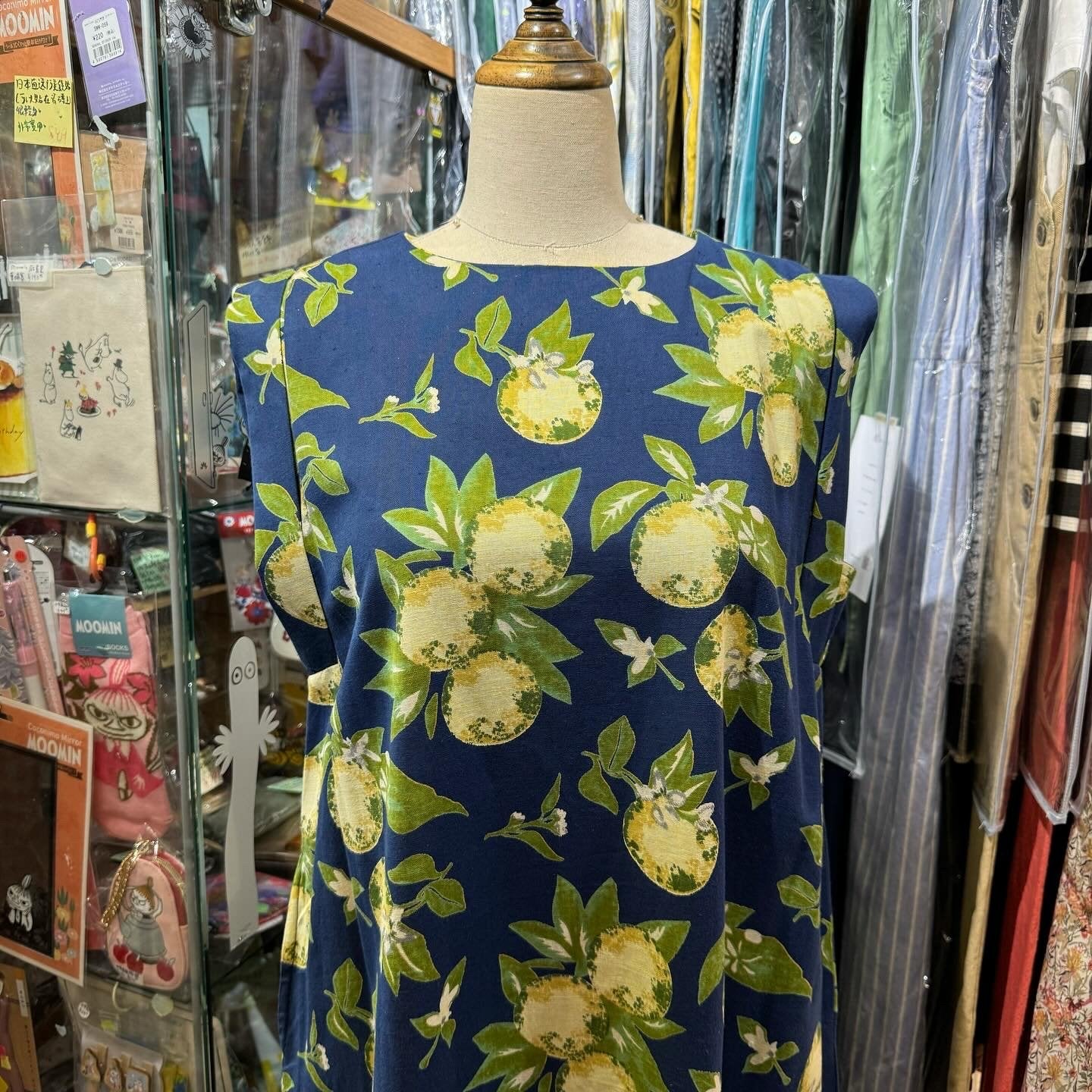 EXTRA20- Artipur Lemon Navy Sleeveless Dress, made in India