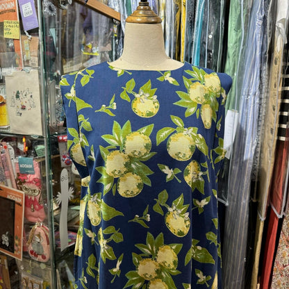 EXTRA30- Artipur Lemon Navy Sleeveless Dress, made in India