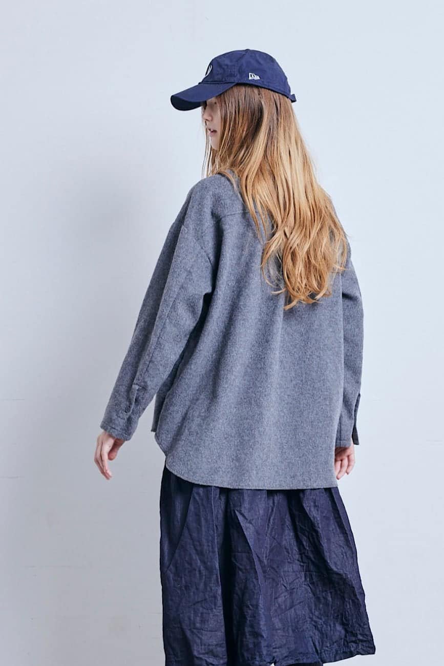 EXTRA20- (g) Grey 2 Way Grey Shirt Jacket, made in Japan