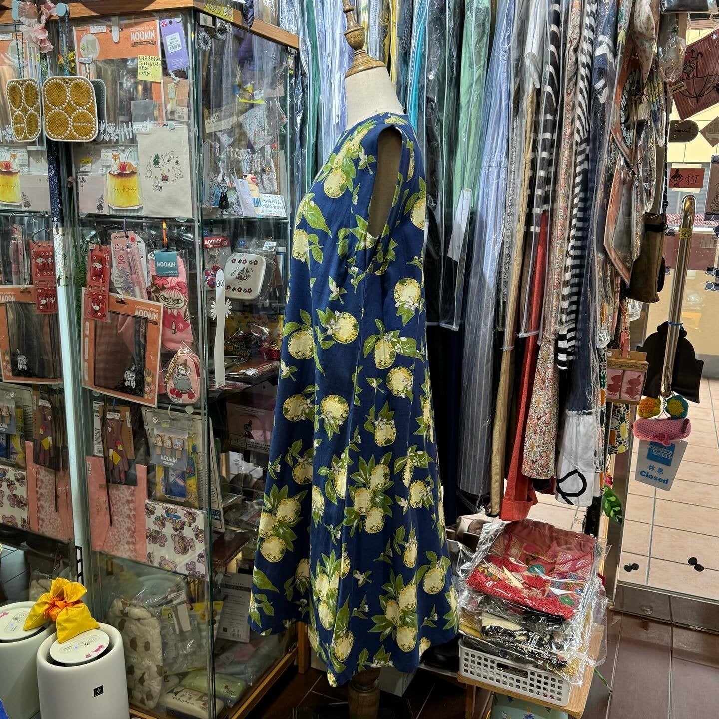 EXTRA20- Artipur Lemon Navy Sleeveless Dress, made in India