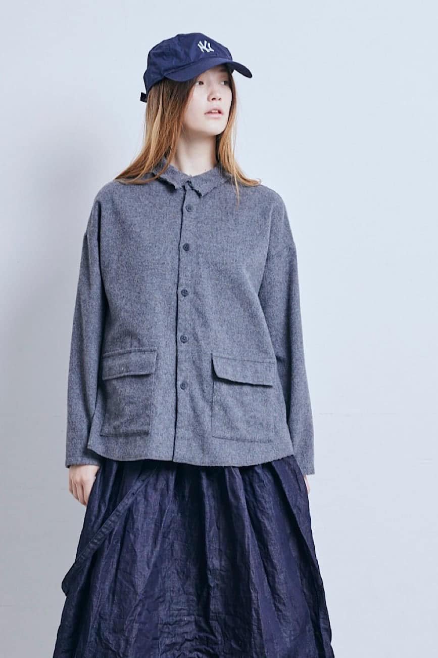 EXTRA20- (g) Grey 2 Way Grey Shirt Jacket, made in Japan