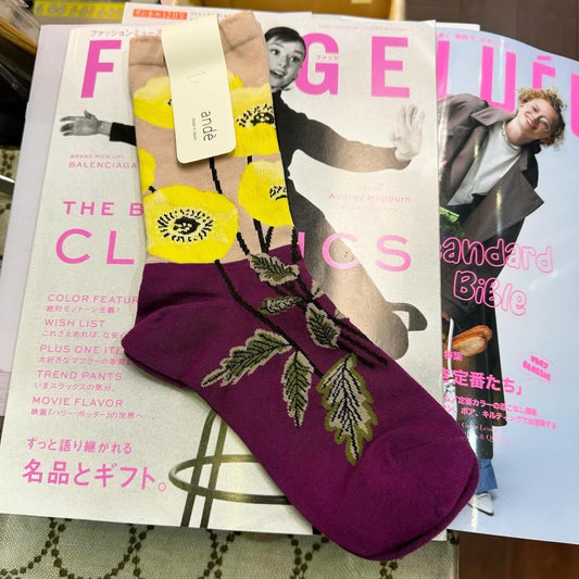 ande Floral Socks, made in Japan