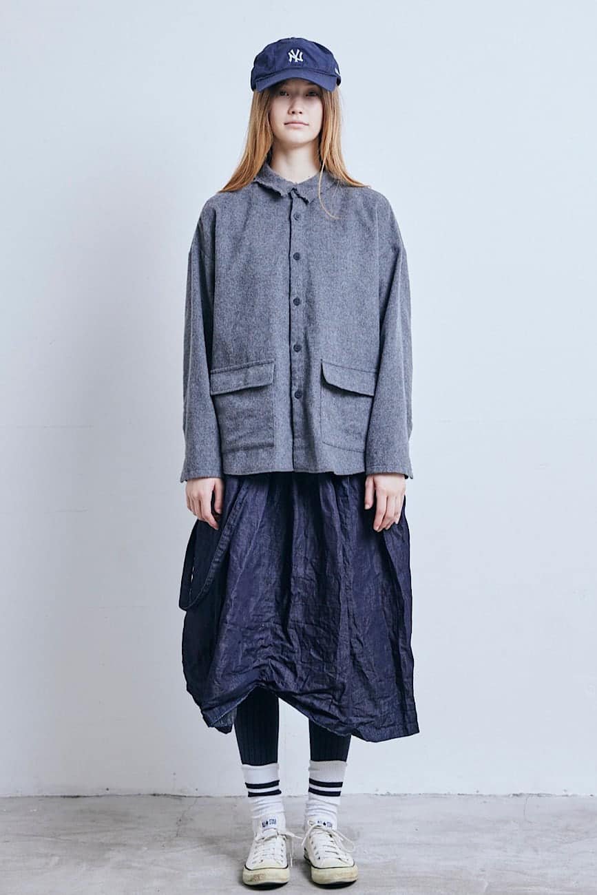 EXTRA20- (g) Grey 2 Way Grey Shirt Jacket, made in Japan