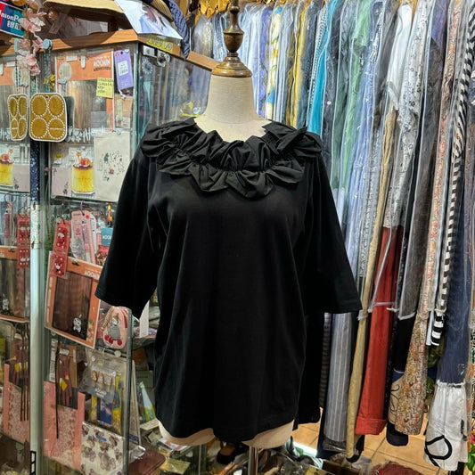 Miyao Ruffles Black T-shirt, made in Japan