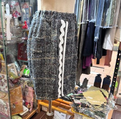 EXTRA30- Frankygrow Tweed Checked Brown Short Pants, made in Japan, size  F2