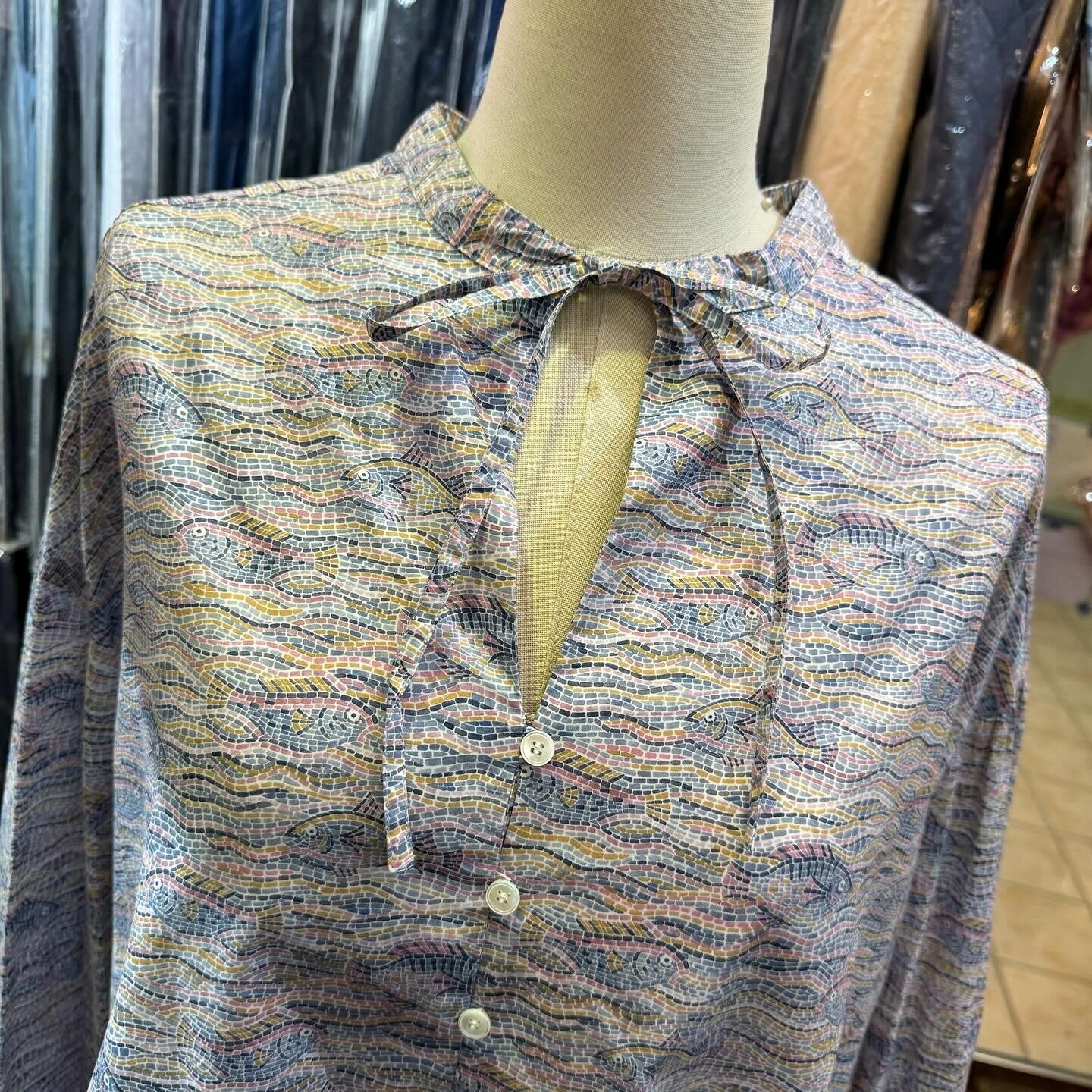 EXTRA20- La Marine Francaise x Liberty London Fishes Shirt, made in Japan