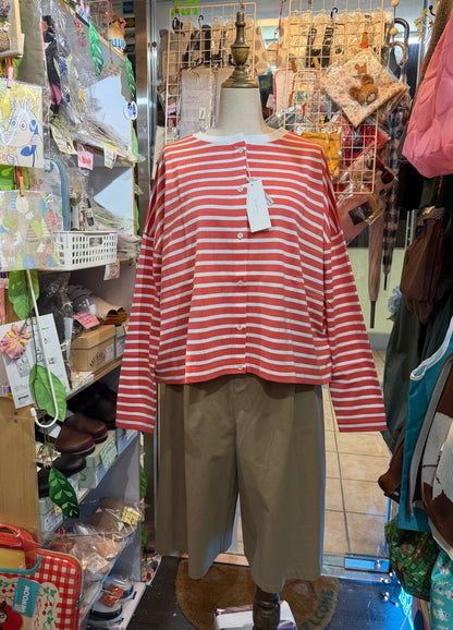 Diaries Striped 2 Way T-shirt, Cardigan, 2 Colors, made in Japan