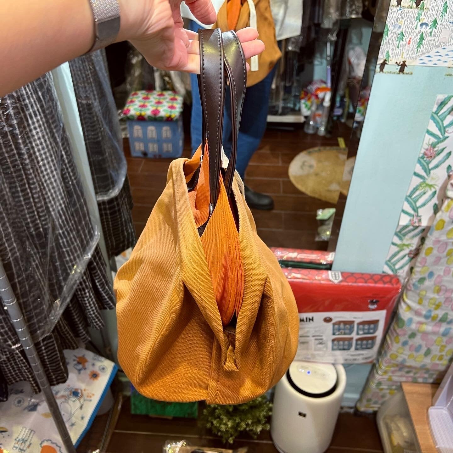 Sale- Anvocoeur Brown X Orange Canvas Handbag, made in Japan