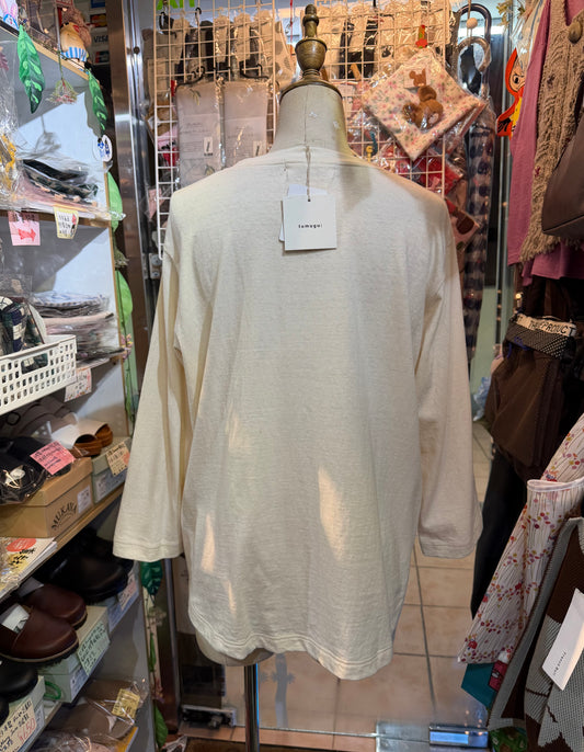 Sale- Tumugu On my Way Ivory T-shirt, made in Japan