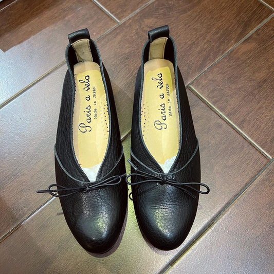 Sale- Paris a Velo Black Leather Shoes, made in Japan