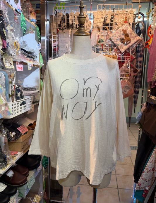 Sale- Tumugu On my Way Ivory T-shirt, made in Japan