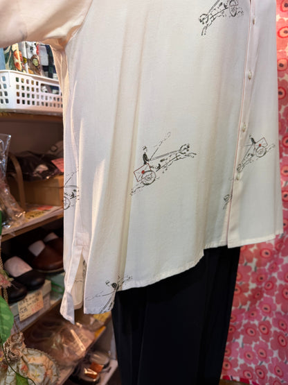 Ouvert French Prints Ivory Shirt, made in Japan