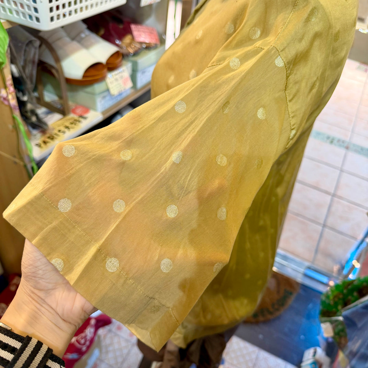 Sale- Ichi Carmel Polka Shirt, made in Vietnam