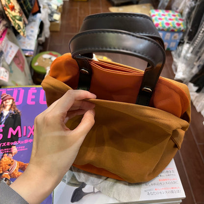 Sale- Anvocoeur Brown X Orange Canvas Handbag, made in Japan