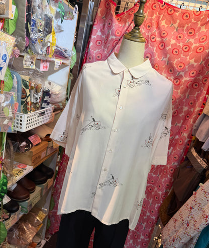 Ouvert French Prints Ivory Shirt, made in Japan