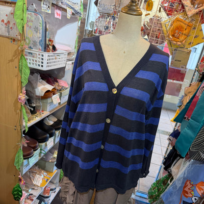 Ichi Linen-Blend Sheer Striped Cardigan, 2 Colors