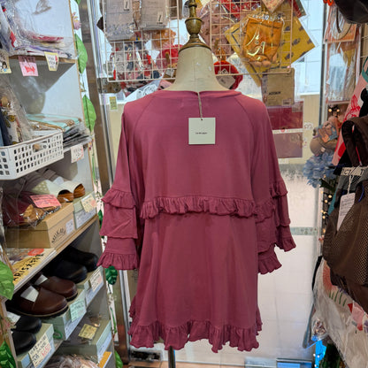 Tumugu Pink Frill Pullover, Sweatshirt, made in Japan