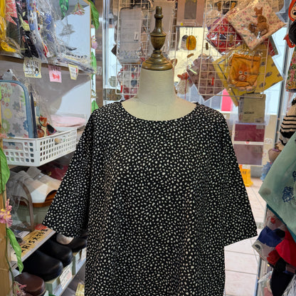 Mizuiro Ind Print Black Pullover Blouse, made in Japan