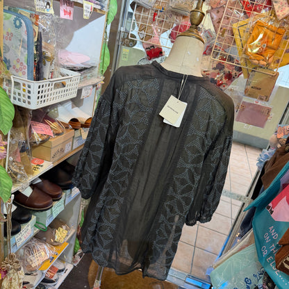 Estroislose Embroidery Charcoal Blouse, made in Japan